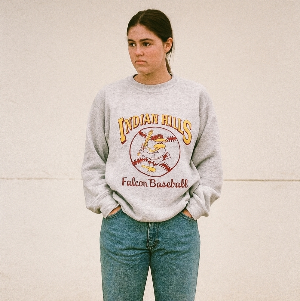 Vintage Russell Athletic Indian Hills Falcon Baseball Crewneck Sweatshirt